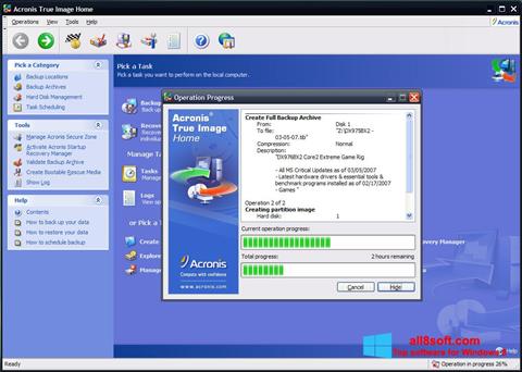 Zrzut ekranu Acronis True Image na Windows 8