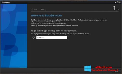 Zrzut ekranu BlackBerry Link na Windows 8