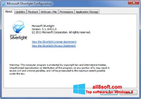 Zrzut ekranu Microsoft Silverlight na Windows 8