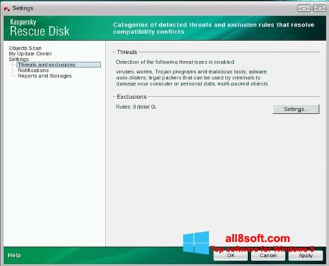 Zrzut ekranu Kaspersky Rescue Disk na Windows 8