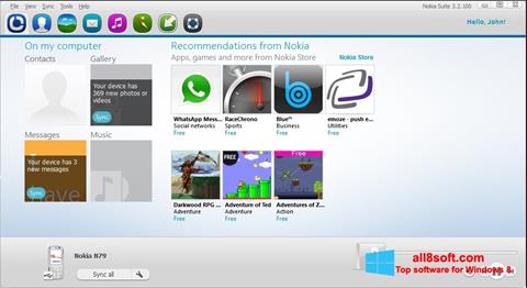 Zrzut ekranu Nokia PC Suite na Windows 8