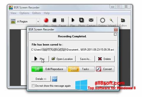 Zrzut ekranu BSR Screen Recorder na Windows 8