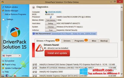 Zrzut ekranu DriverPack Solution Online na Windows 8