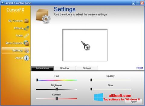 Zrzut ekranu CursorFX na Windows 8