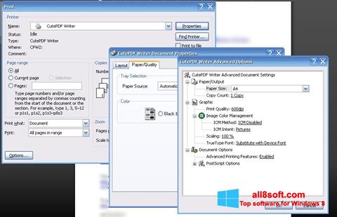 Zrzut ekranu CutePDF Writer na Windows 8