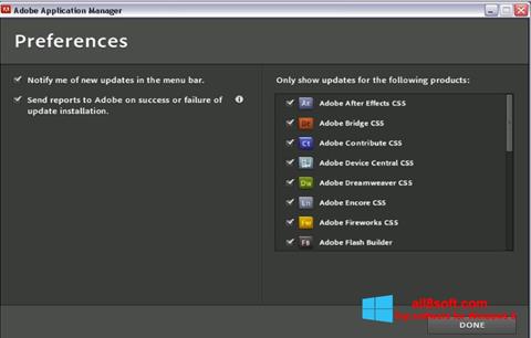Zrzut ekranu Adobe Application Manager na Windows 8