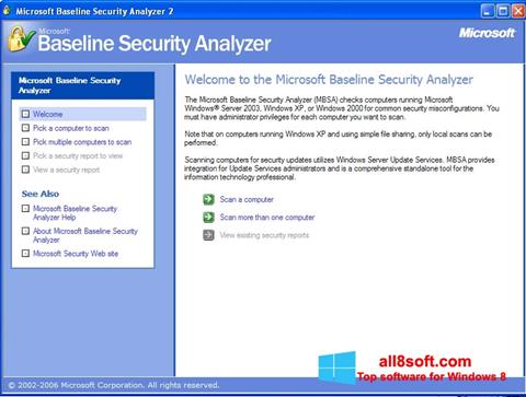 Zrzut ekranu Microsoft Baseline Security Analyzer na Windows 8