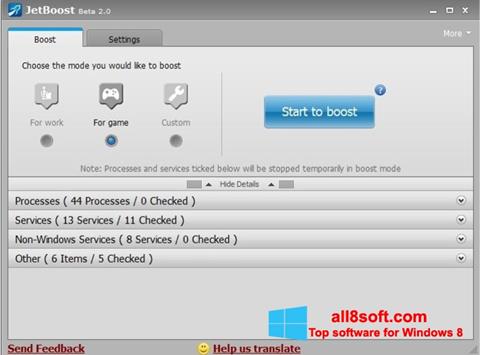 Zrzut ekranu JetBoost na Windows 8