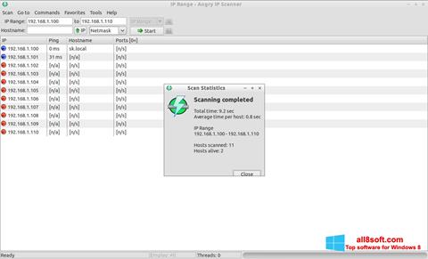 Zrzut ekranu Angry IP Scanner na Windows 8