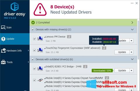Zrzut ekranu Driver Easy na Windows 8