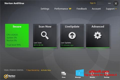 Zrzut ekranu Norton AntiVirus na Windows 8