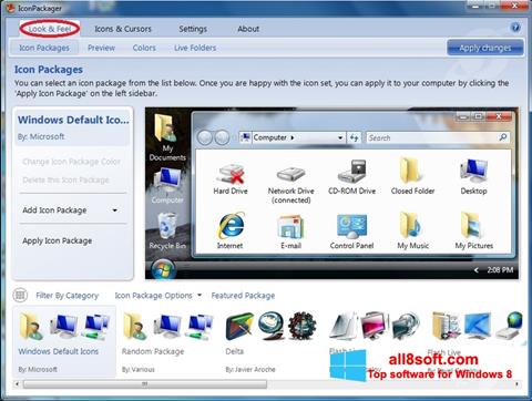 Zrzut ekranu IconPackager na Windows 8