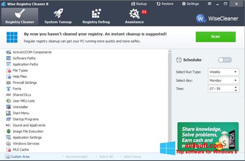 Zrzut ekranu Wise Registry Cleaner na Windows 8