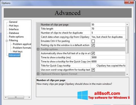 Zrzut ekranu Clipdiary na Windows 8