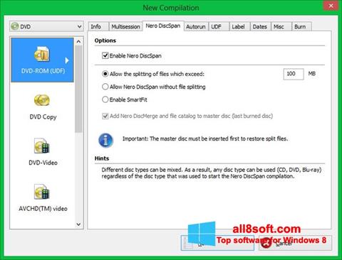 Zrzut ekranu Nero Image Drive na Windows 8