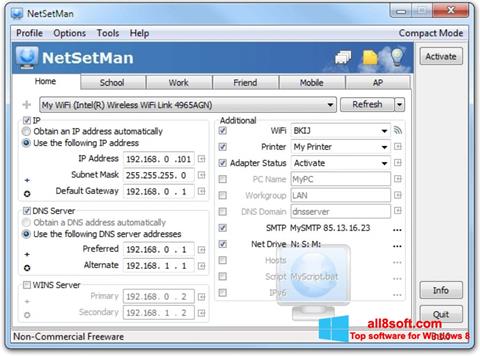 Zrzut ekranu NetSetMan na Windows 8