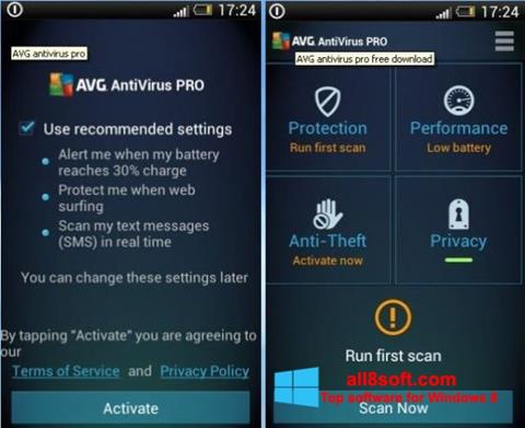 Zrzut ekranu AVG AntiVirus Pro na Windows 8