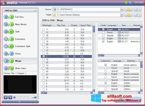 Zrzut ekranu DVDFab na Windows 8
