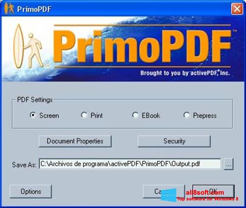 Zrzut ekranu PrimoPDF na Windows 8