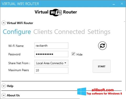 Zrzut ekranu Virtual WiFi Router na Windows 8