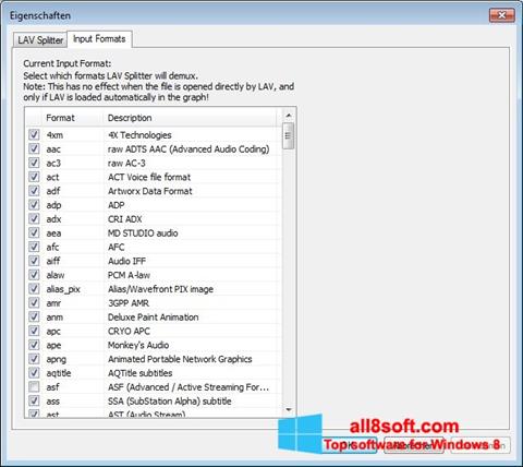 Zrzut ekranu Combined Community Codec Pack na Windows 8
