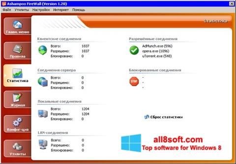 Zrzut ekranu Ashampoo Firewall na Windows 8