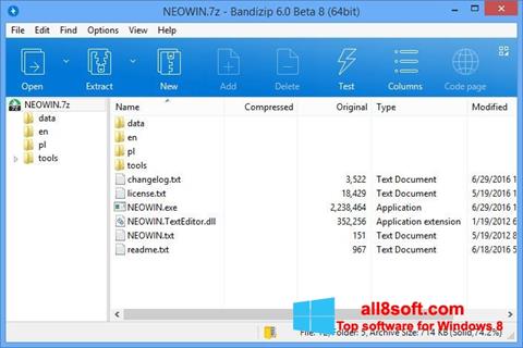 Zrzut ekranu Bandizip na Windows 8