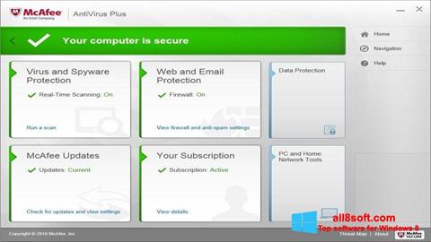 Zrzut ekranu McAfee AntiVirus Plus na Windows 8