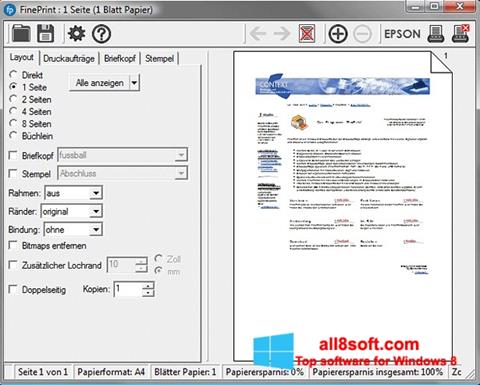 Zrzut ekranu FinePrint na Windows 8