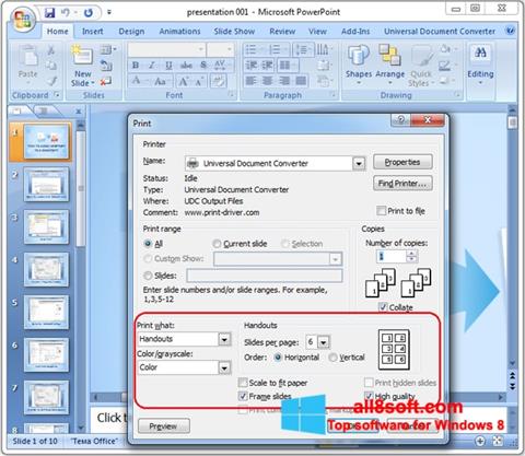 Zrzut ekranu Microsoft PowerPoint na Windows 8
