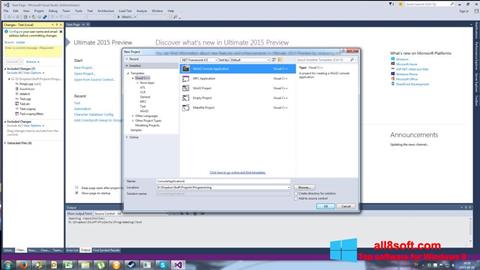 Zrzut ekranu Microsoft Visual Basic na Windows 8
