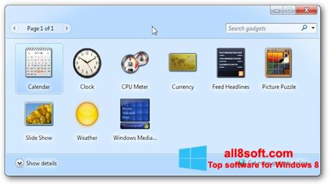 Zrzut ekranu 8GadgetPack na Windows 8