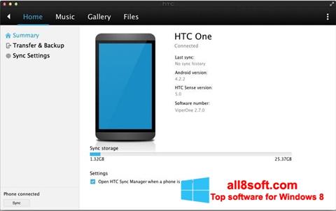 Zrzut ekranu HTC Sync na Windows 8