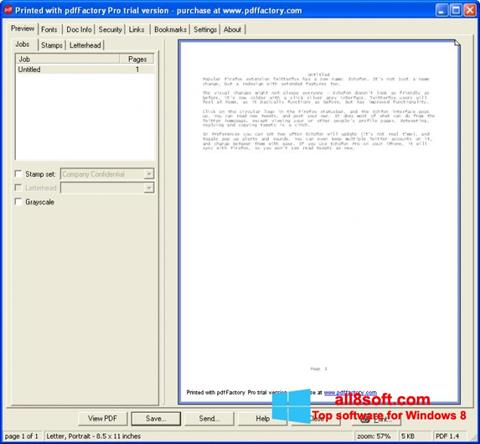 Zrzut ekranu pdfFactory Pro na Windows 8