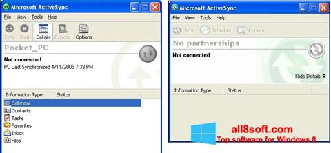 Zrzut ekranu Microsoft ActiveSync na Windows 8