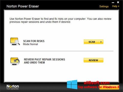 Zrzut ekranu Norton Power Eraser na Windows 8