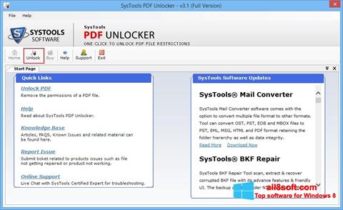 Zrzut ekranu PDF Unlocker na Windows 8