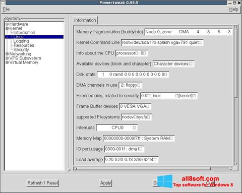 Zrzut ekranu PowerTweak na Windows 8