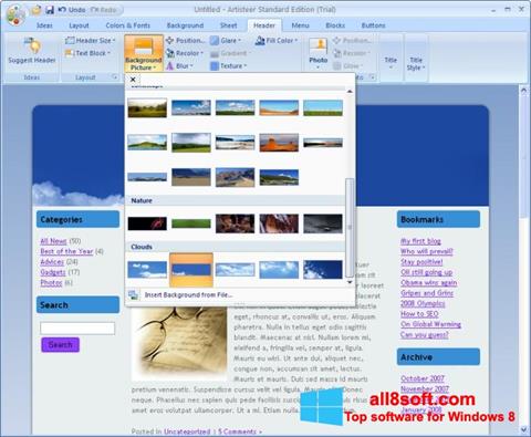 Zrzut ekranu Artisteer na Windows 8