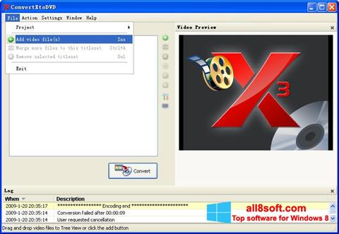 Zrzut ekranu ConvertXToDVD na Windows 8