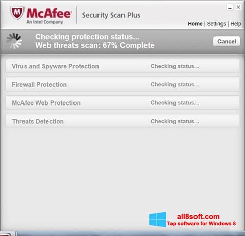 Zrzut ekranu McAfee Security Scan Plus na Windows 8
