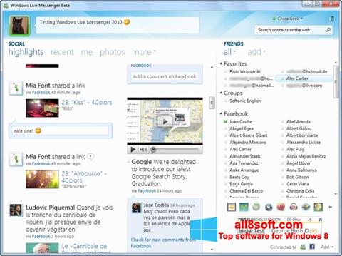 Zrzut ekranu Windows Live Messenger na Windows 8