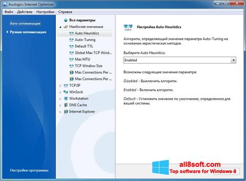 Zrzut ekranu Auslogics Internet Optimizer na Windows 8