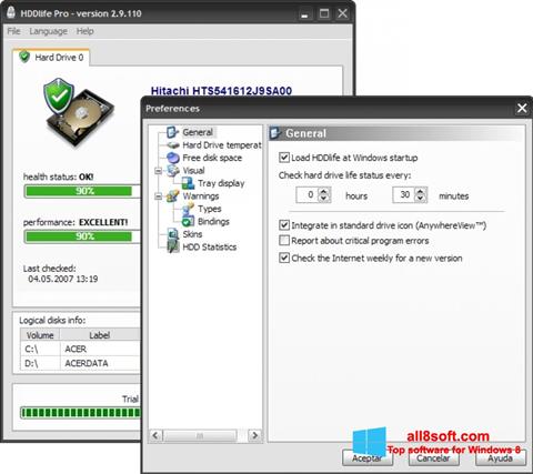Zrzut ekranu HDDlife na Windows 8