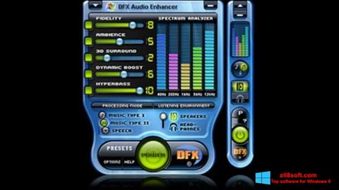 Zrzut ekranu DFX Audio Enhancer na Windows 8