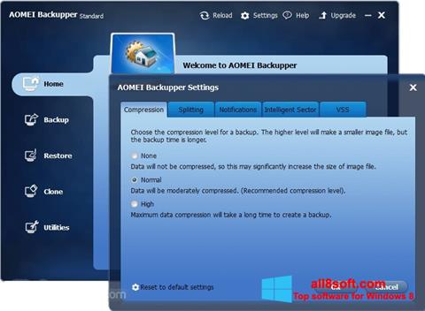 Zrzut ekranu AOMEI Backupper na Windows 8