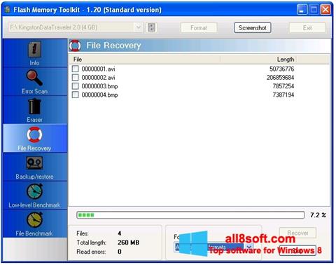 Zrzut ekranu Flash Memory Toolkit na Windows 8