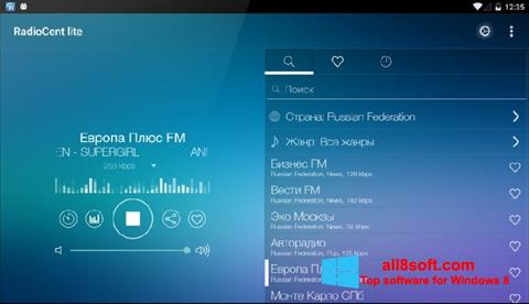 Zrzut ekranu Radiocent na Windows 8