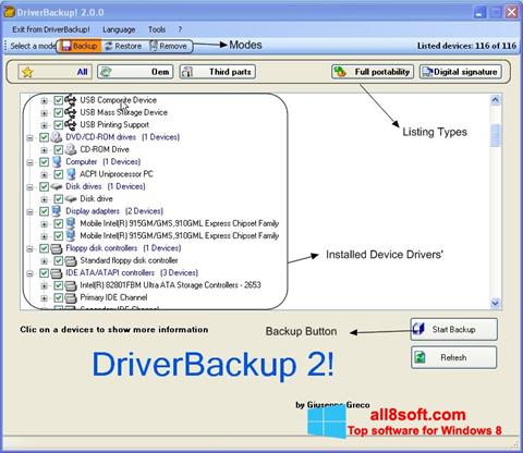 Zrzut ekranu Driver Backup na Windows 8