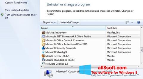 Zrzut ekranu Microsoft .NET Framework na Windows 8